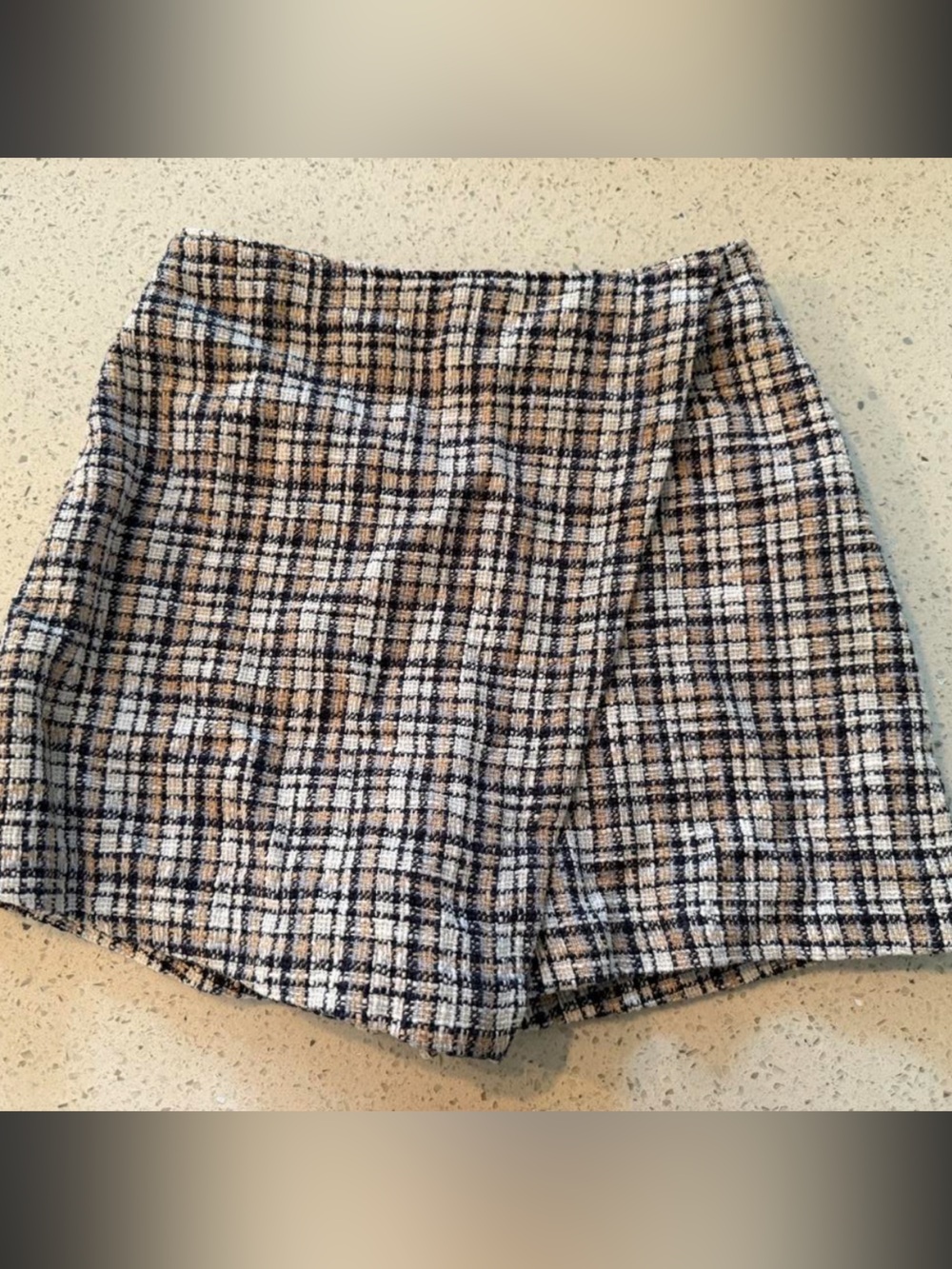 Abercrombie & Fitch Navy and Cream Tweed Mini Skort